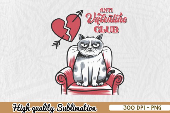 Anti Valentine Club Cat Heart PNG