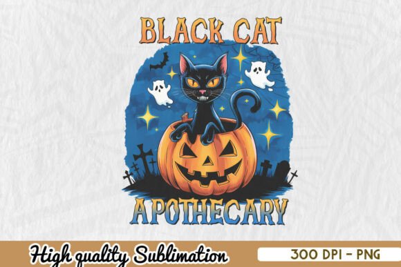 Black Cat Apothecary Sublimation PNG
