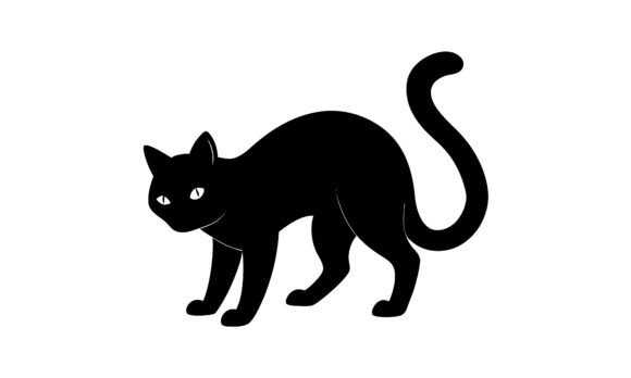 Black Cat Silhouette Isolated Vector