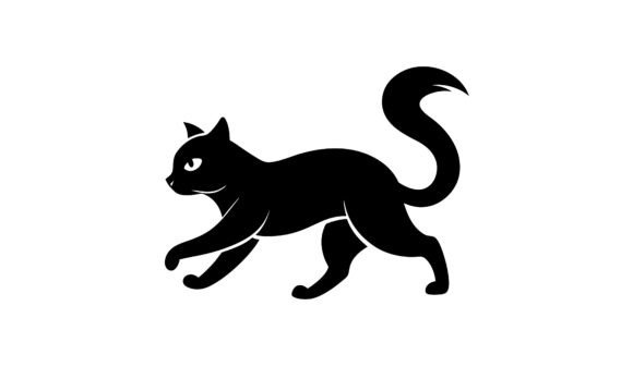 Black Cat Silhouette Walking