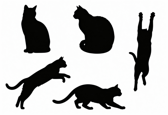 Black Cat Silhouettes Clipart Vector