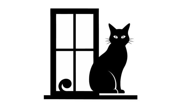 Black Cat Sitting by a Window
