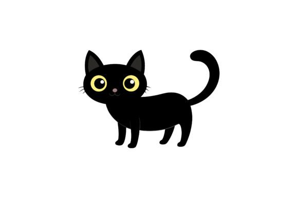 Cartoon Style Cat with Exaggerated Eyes