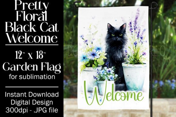 Cat Garden Flag Sublimation Design 4