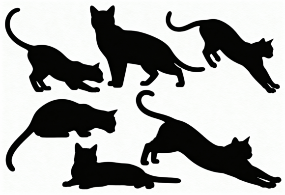 Cat Silhouettes Clipart Bundle