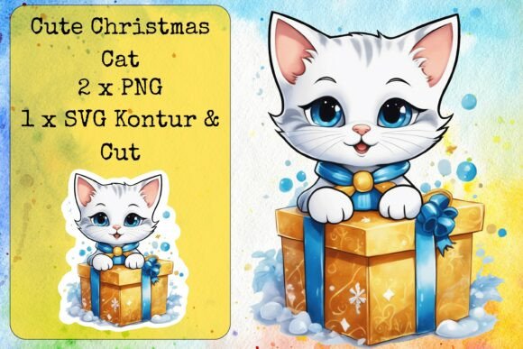 Cute Giftbox Christmas Cat 3