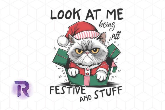 Grumpy Cat in Santa Hat Festive PNG