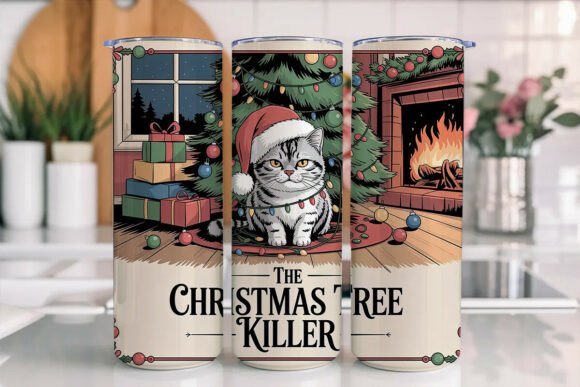 Grumpy Christmas Cat 20oz Tumbler Wrap