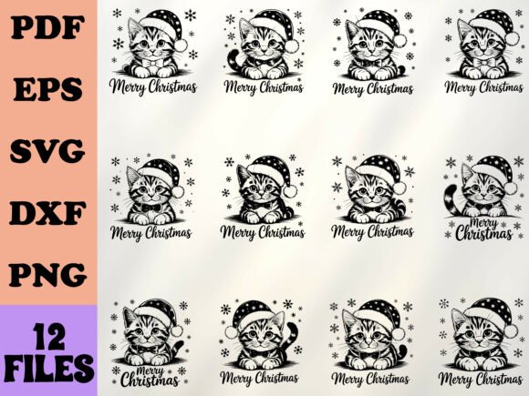 Retro Christmas Cat PNG: Meowy Christmas