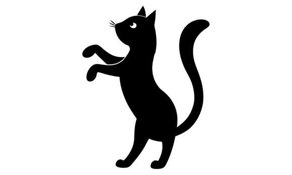 Silhouette of a Black Cat Standing