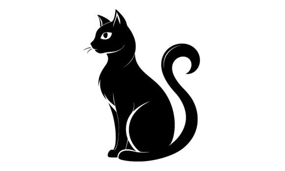 Sitting Black Cat Silhouette