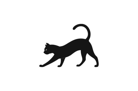 Stretching Cat Silhouette Back Arched an