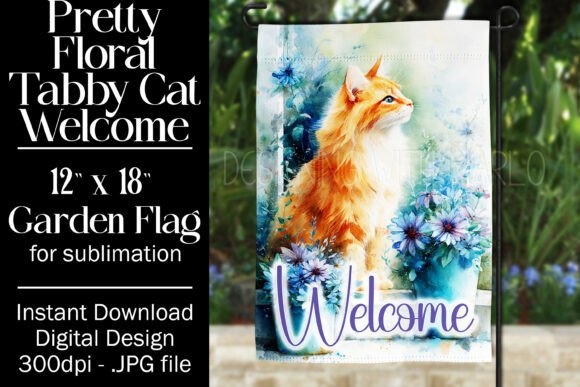 Tabby Cat Garden Flag Sublimation, F3