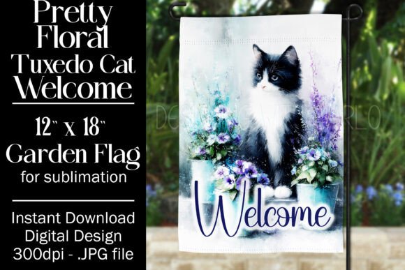 Tuxedo Cat Garden Flag Sublimation, F2