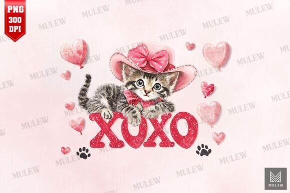 Valentine Cat XOXO Sublimation PNG