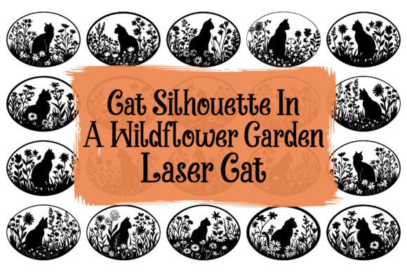 Wildflower Garden Cat Silhouette Bundle